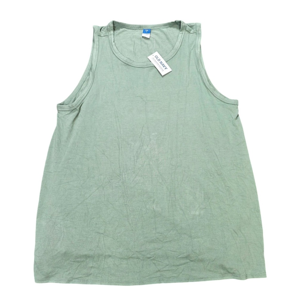 Old Navy Luxe Tank Top Women's Size S Sage Green Crew Neck Rayon Blend NWT